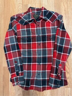 Filson Western Trim Fit Pearl Snap Flannel Shirt – Men’s Medium